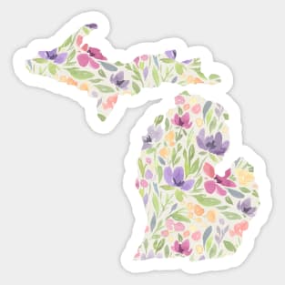 Michigan Silhouette Florals Sticker